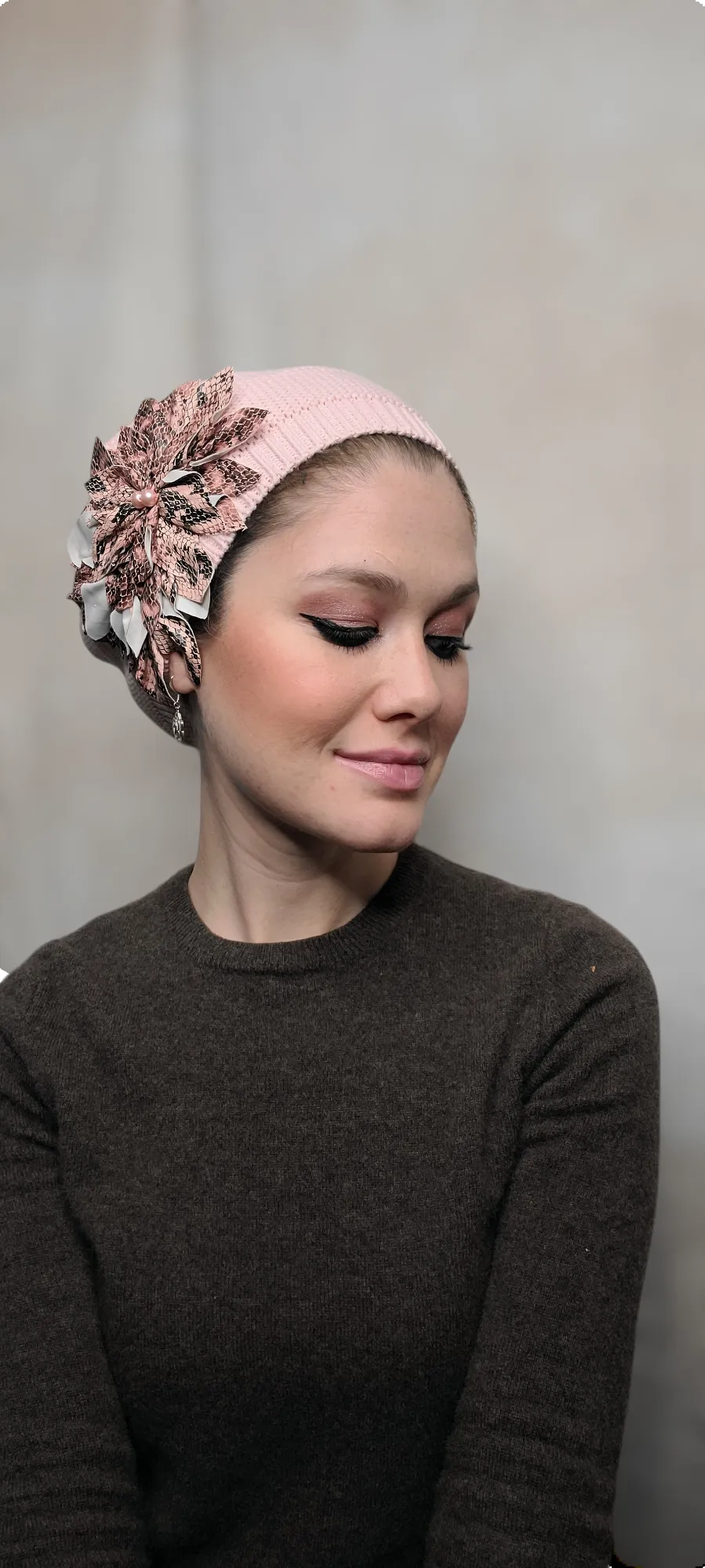 Large Size Pink Cotton French Beret
