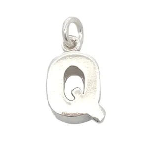 Letter Q Plain 925 Sterling Silver Personalized Initial Letter Charm