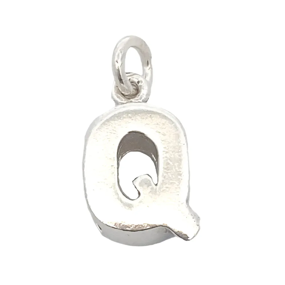 Letter Q Plain 925 Sterling Silver Personalized Initial Letter Charm