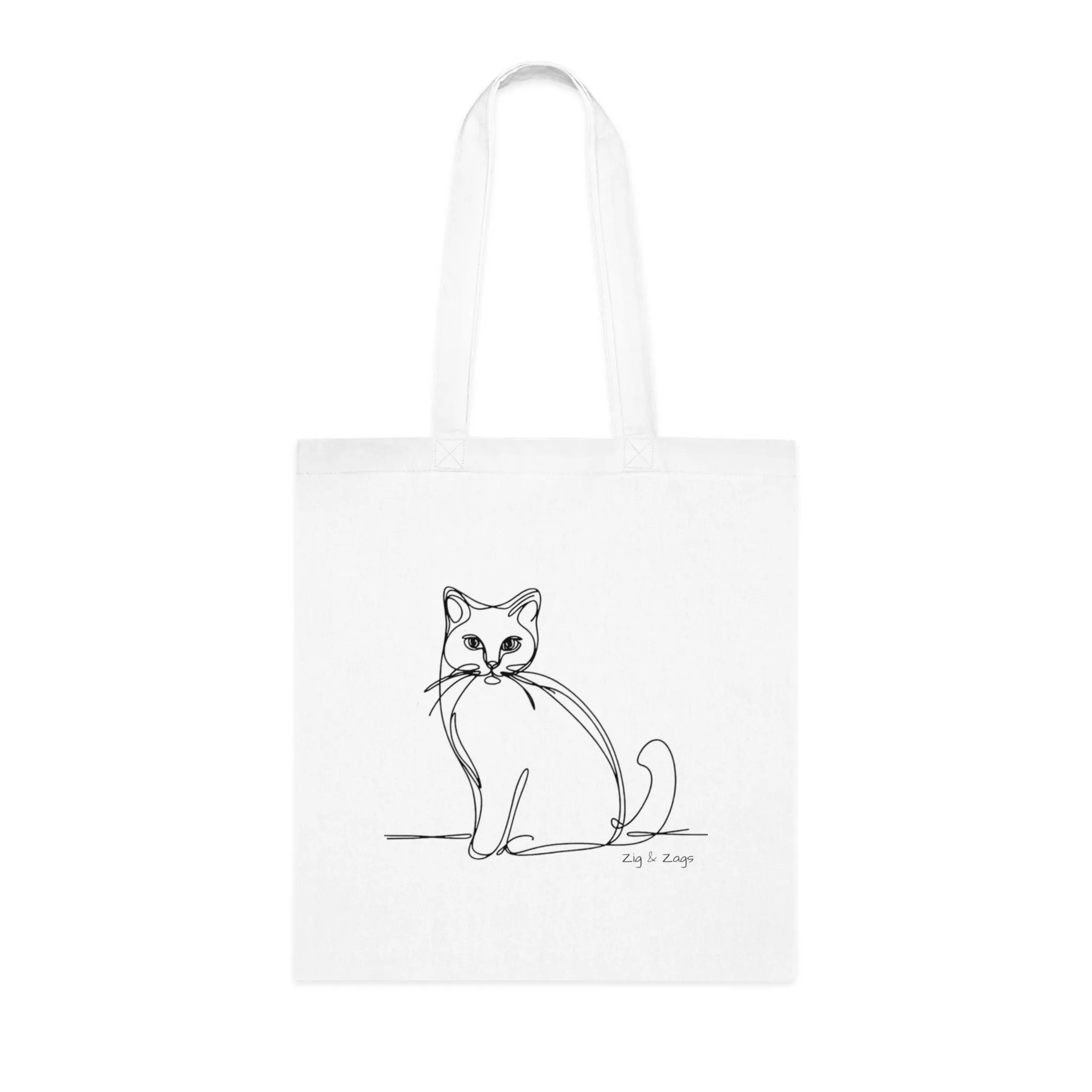 Line Art Cat Design Cotton Tote Bag