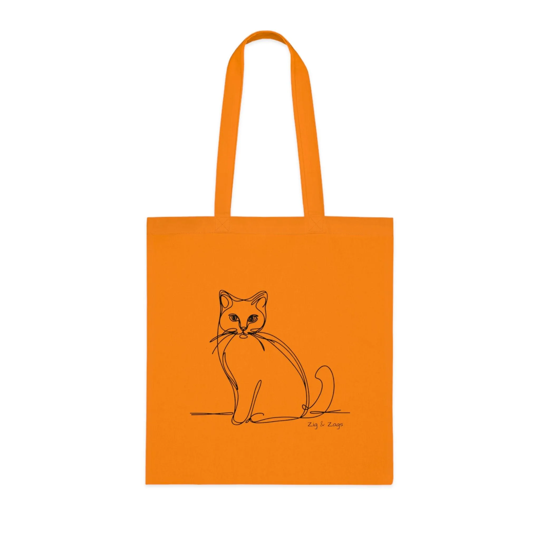 Line Art Cat Design Cotton Tote Bag