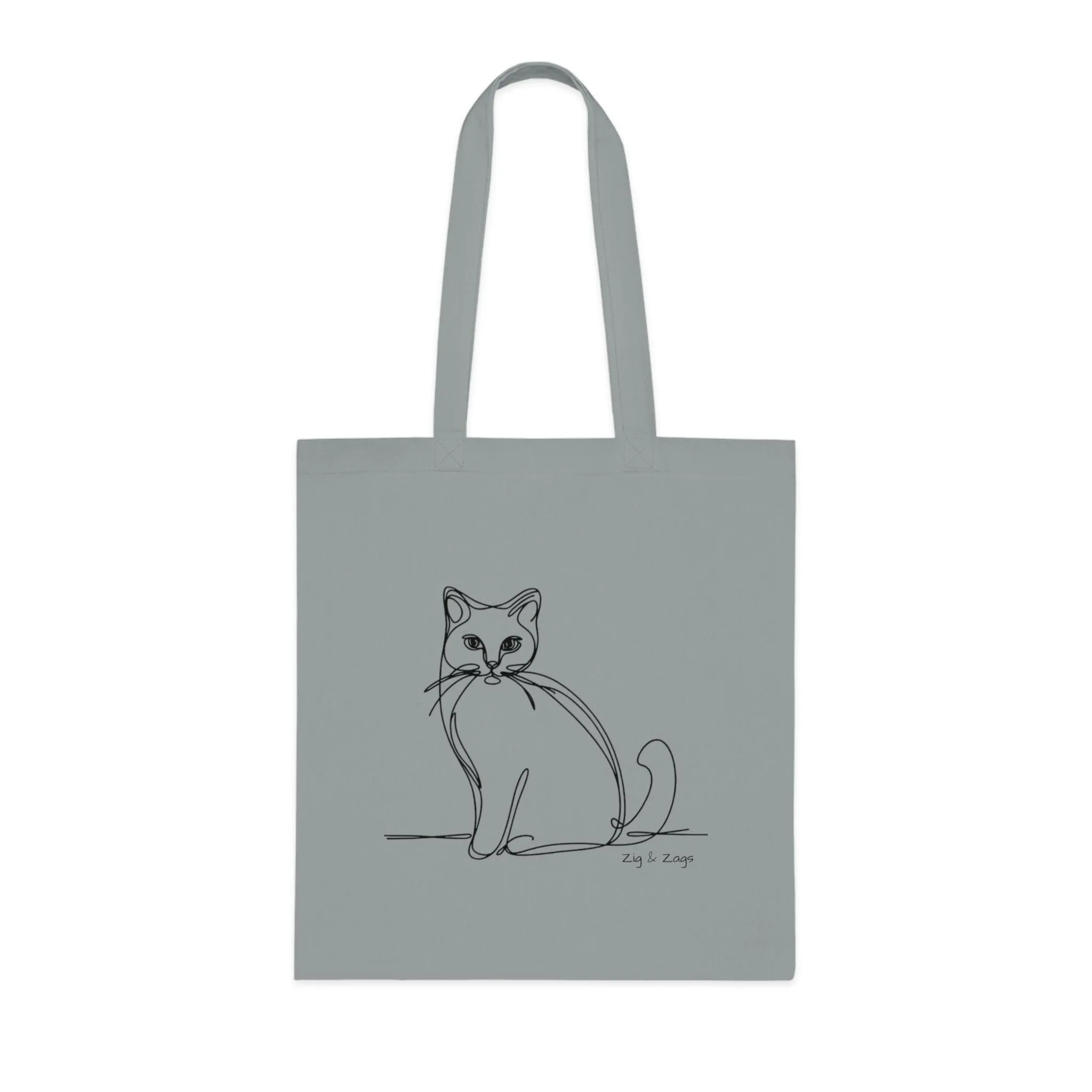 Line Art Cat Design Cotton Tote Bag