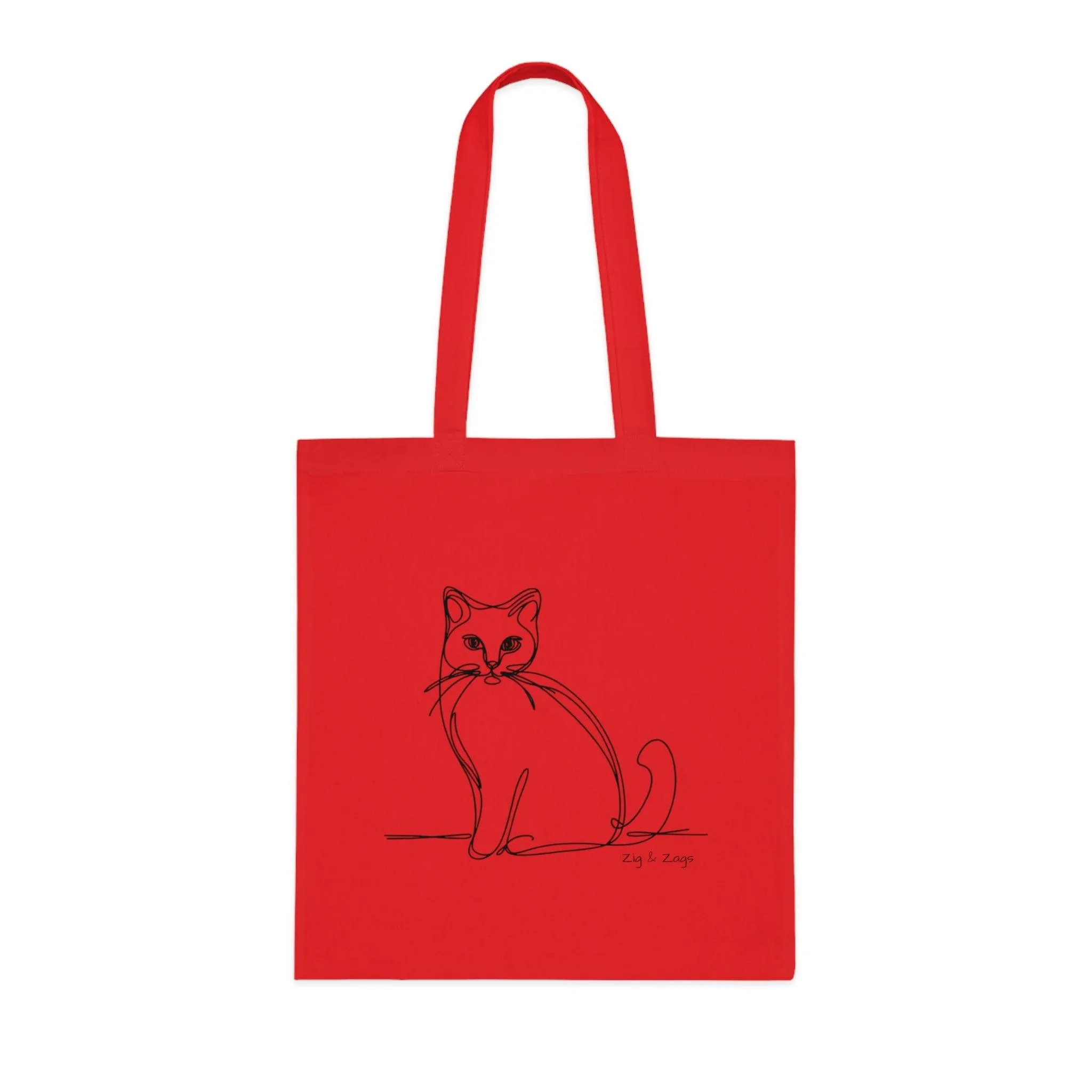 Line Art Cat Design Cotton Tote Bag