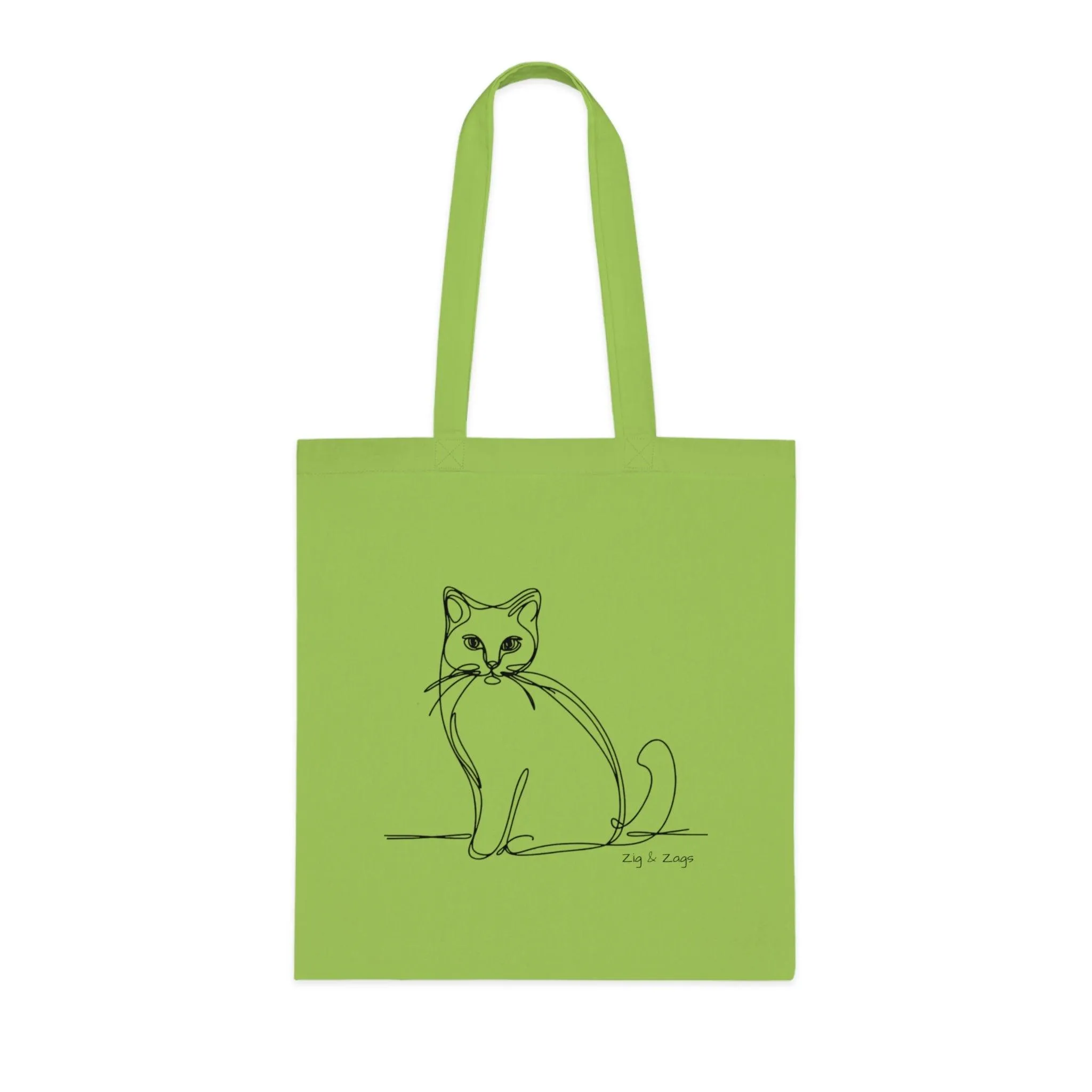 Line Art Cat Design Cotton Tote Bag