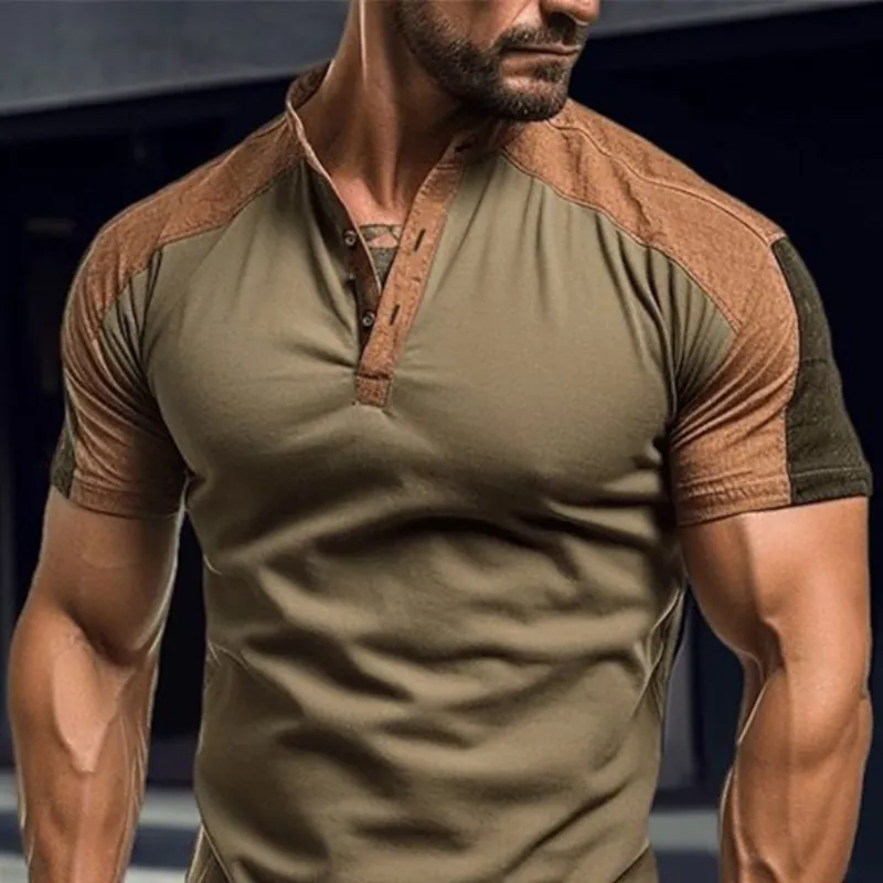 Men's Classic Casual Slim Fit Suede Stand Collar T-Shirt 04863194K