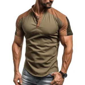 Men's Classic Casual Slim Fit Suede Stand Collar T-Shirt 04863194K