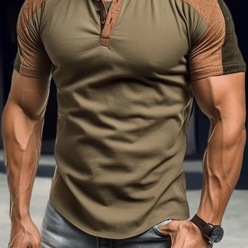 Men's Classic Casual Slim Fit Suede Stand Collar T-Shirt 04863194K