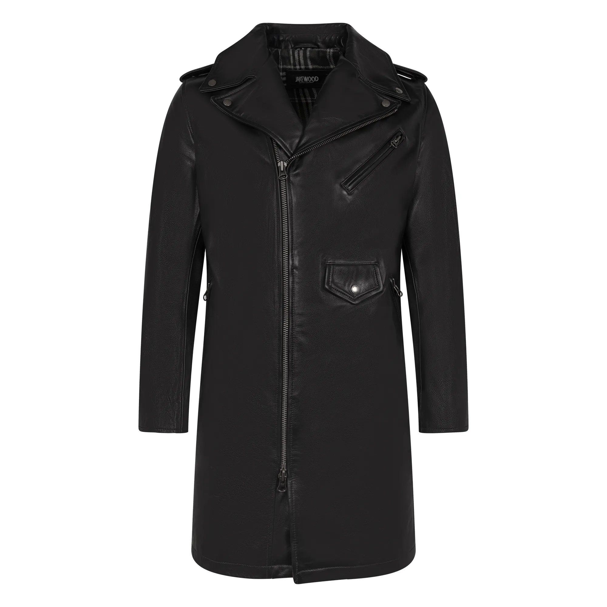 Men's Motorcycle Leather Zippered Racing Long Coat Style #3033