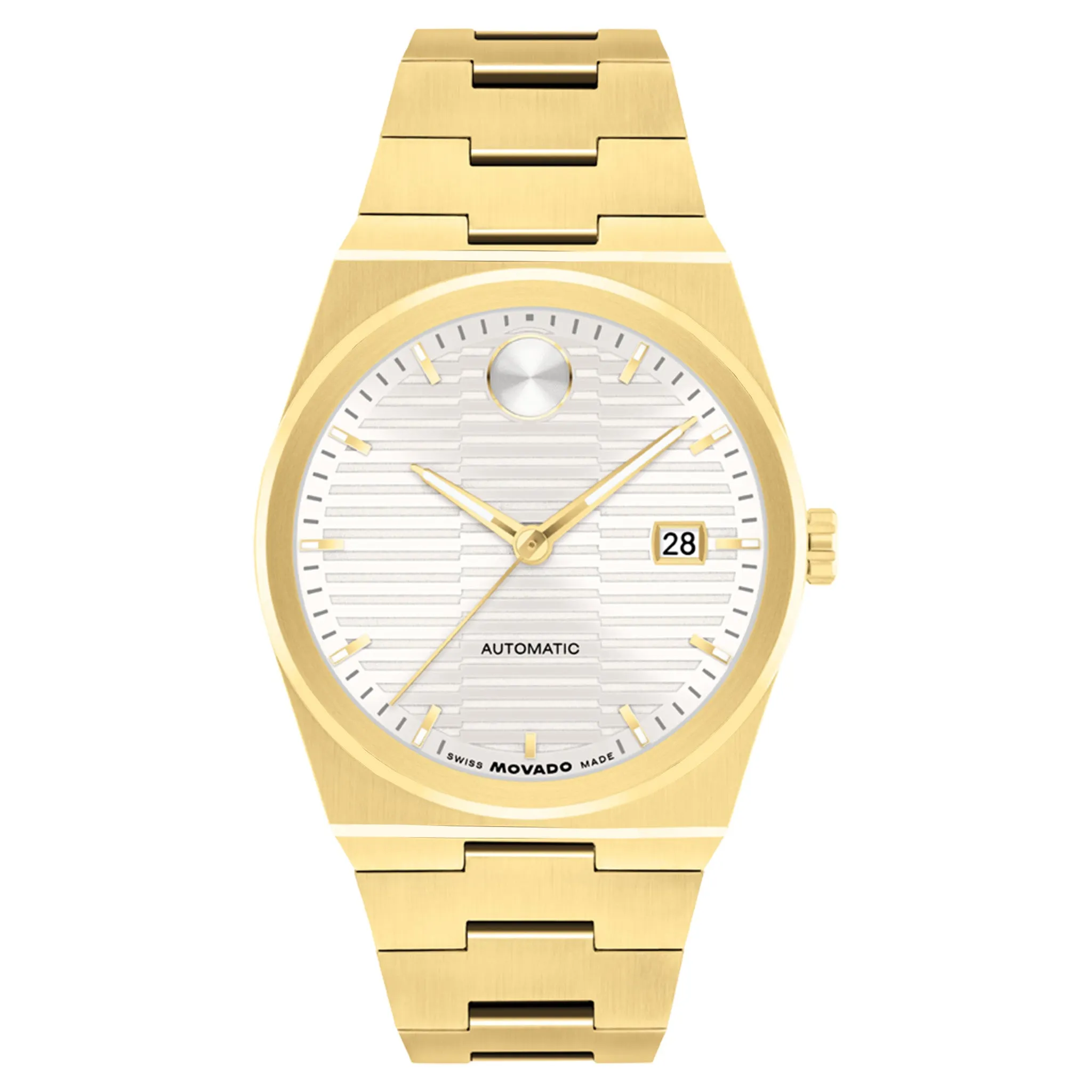 Movado Gold Steel White Dial Automatic Men's Swiss Made Watch - 3600943