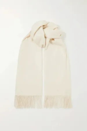 NATASHA WOVEN CASHMERE SCARF- IVORY