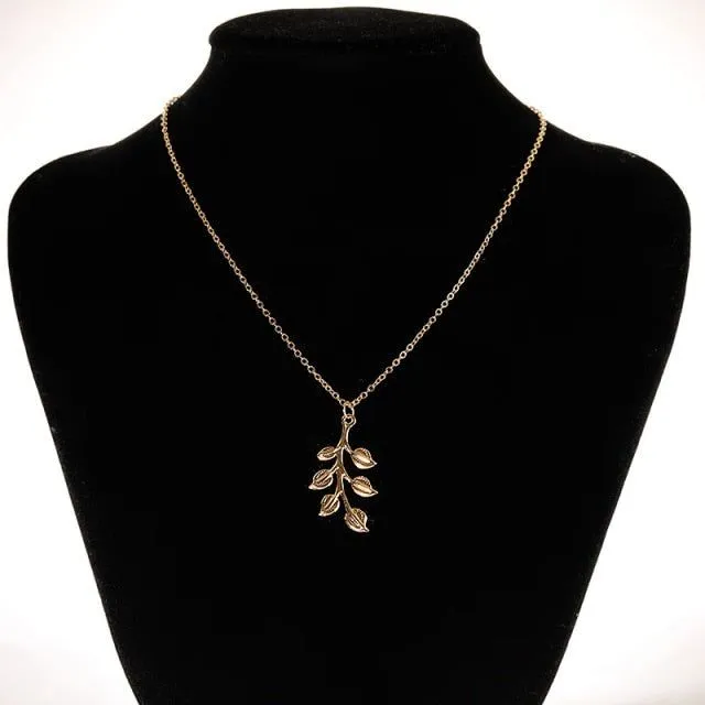 Necklaces Charm Jewelry Golden Minimalist Long Leaves ROS1140