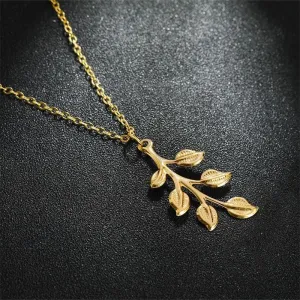 Necklaces Charm Jewelry Golden Minimalist Long Leaves ROS1140
