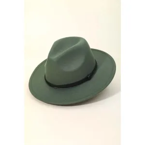 Olive Thin Double Strap Fedora Hat