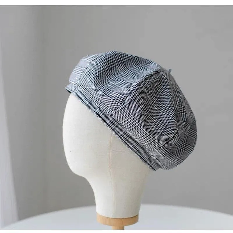 Oversize Unisex Linen Striped Beret Hat