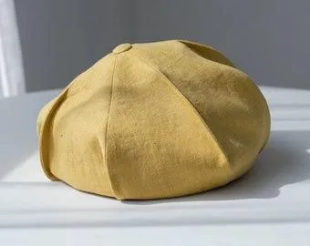 Oversized Spring Summer Linen Beret