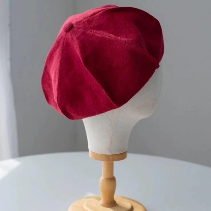 Oversized Spring Summer Linen Beret