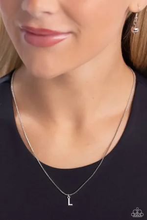 Paparazzi Necklace ~ Seize the Initial - Silver - L