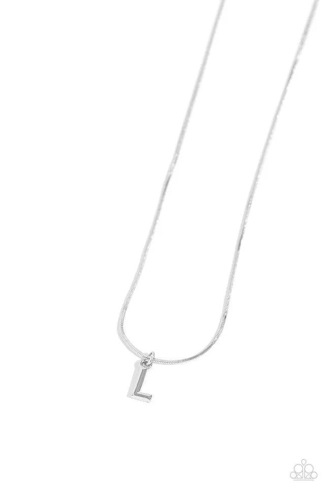Paparazzi Necklace ~ Seize the Initial - Silver - L