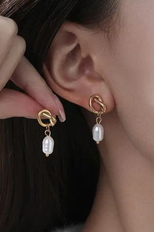 Pearl Knot Drop Earrings