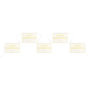 "Joyeux Anniversaire" Birthday Paper Banner, White and Gold, 196 Inches, 1 Count