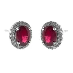 Sadie 10K White Gold Oval-Cut Mozambique Ruby Earring