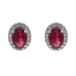 Sadie 10K White Gold Oval-Cut Mozambique Ruby Earring