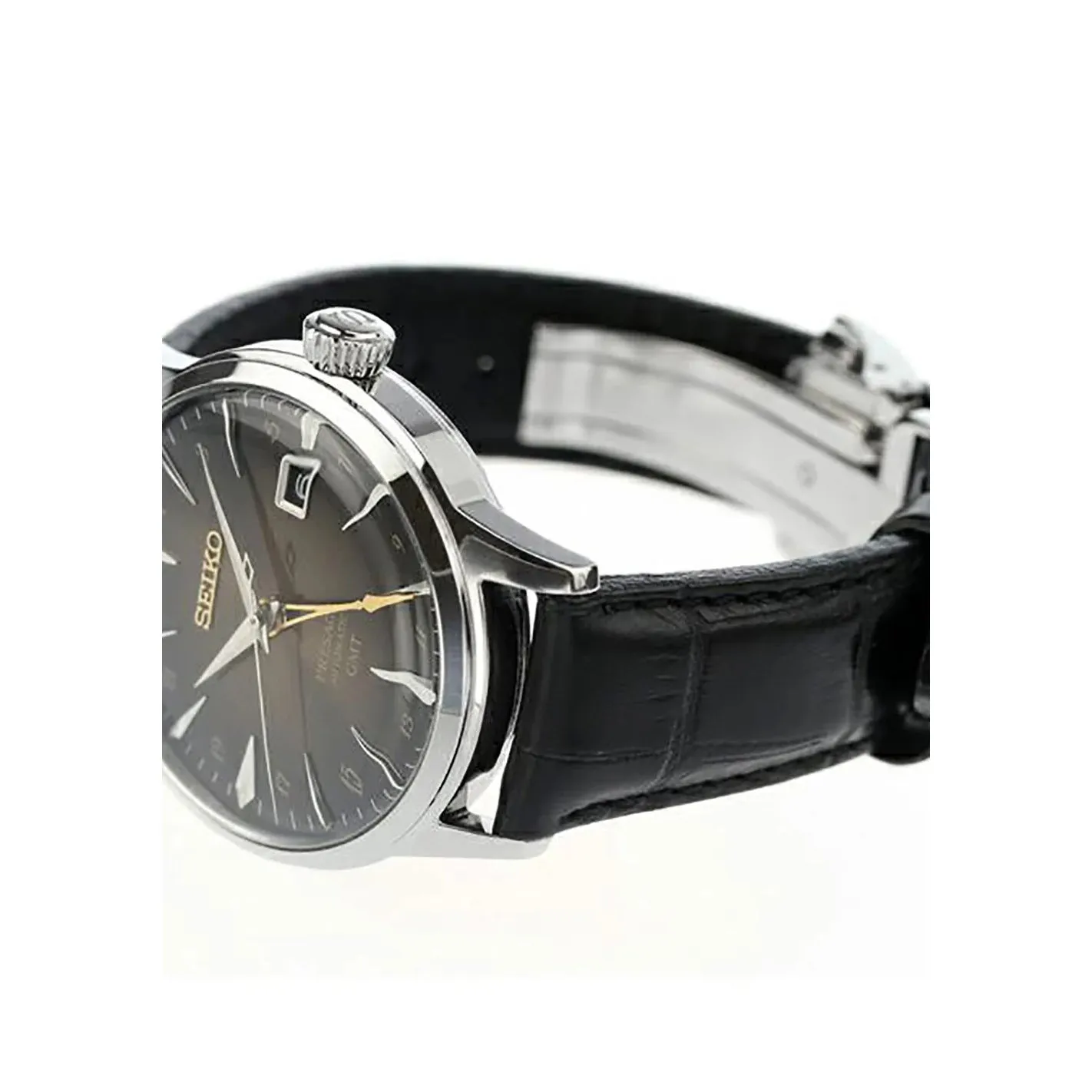 Seiko Presage Cocktail Time Men's Brown Dial Black Calfskin Band Automatic Watch - SSK039