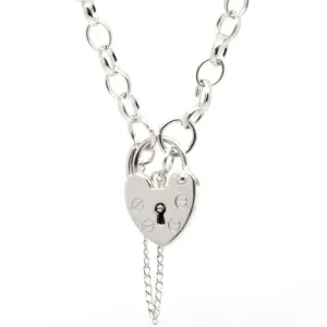 Silver Oval belcher charm bracelet with padlock