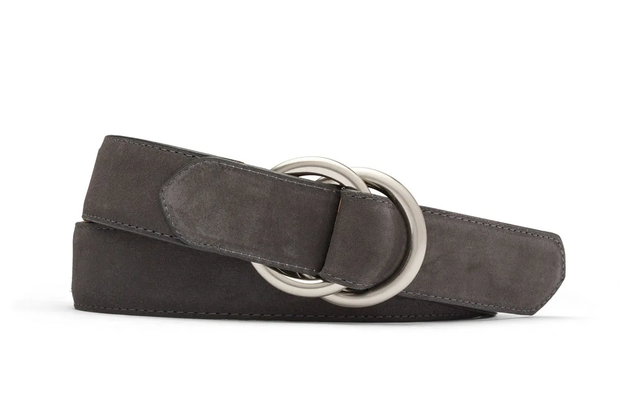 Suede Belt with O-ring Buckles