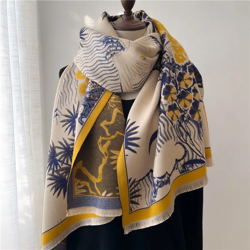 Thick Cashmere Scarf for Women Print Pashmina Shawl and Wrap
