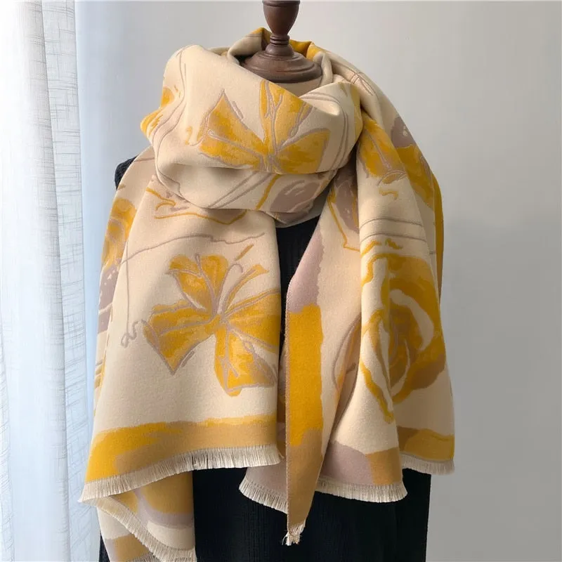 Thick Cashmere Scarf for Women Print Pashmina Shawl and Wrap