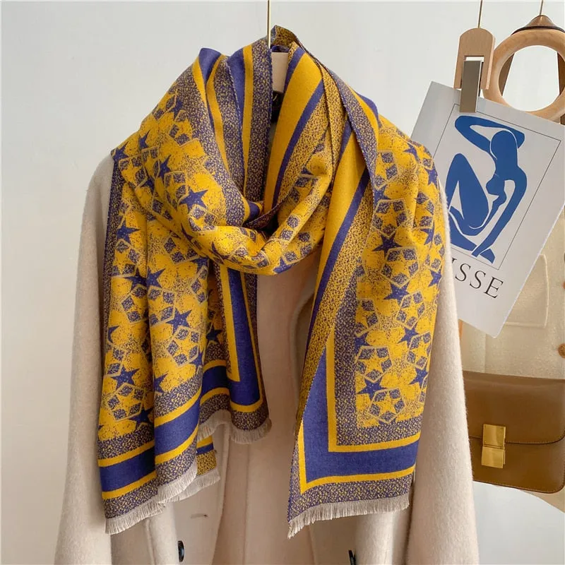 Thick Cashmere Scarf for Women Print Pashmina Shawl and Wrap