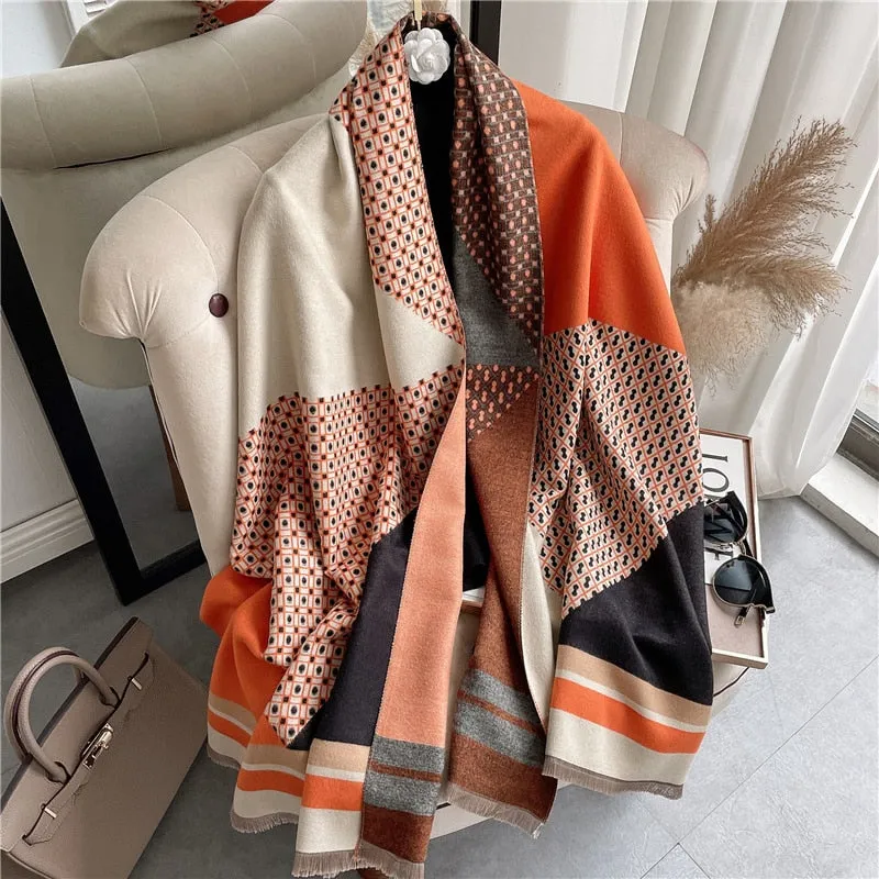 Thick Cashmere Scarf for Women Print Pashmina Shawl and Wrap