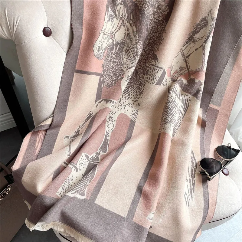 Thick Cashmere Scarf for Women Print Pashmina Shawl and Wrap