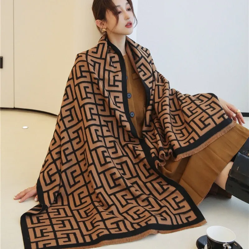 Thick Cashmere Scarf for Women Print Pashmina Shawl and Wrap