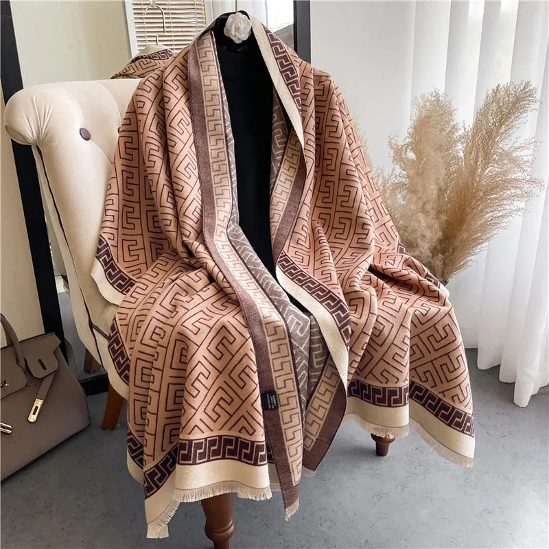 Thick Cashmere Scarf for Women Print Pashmina Shawl and Wrap