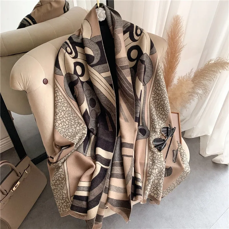 Thick Cashmere Scarf for Women Print Pashmina Shawl and Wrap