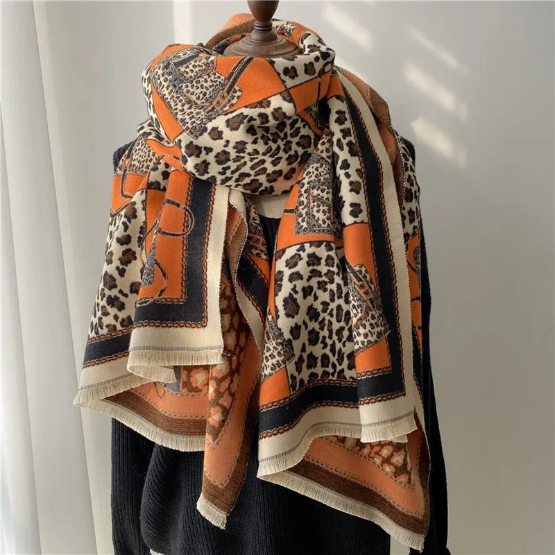 Thick Cashmere Scarf for Women Print Pashmina Shawl and Wrap