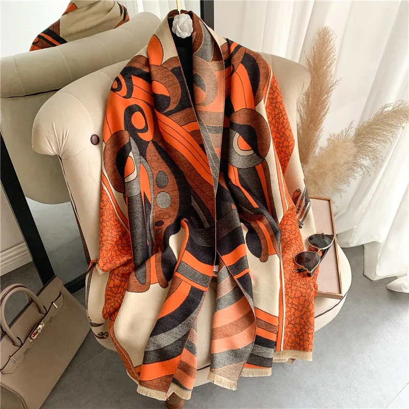 Thick Cashmere Scarf for Women Print Pashmina Shawl and Wrap