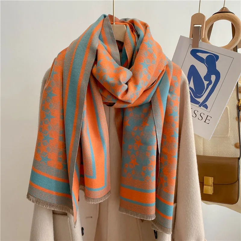 Thick Cashmere Scarf for Women Print Pashmina Shawl and Wrap