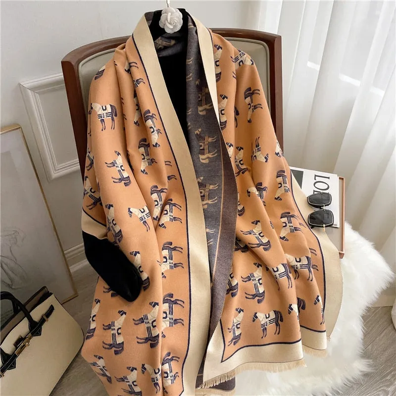 Thick Cashmere Scarf for Women Print Pashmina Shawl and Wrap