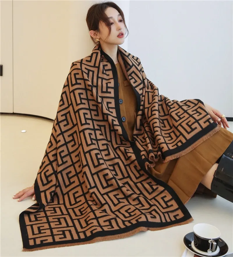 Thick Cashmere Scarf for Women Print Pashmina Shawl and Wrap
