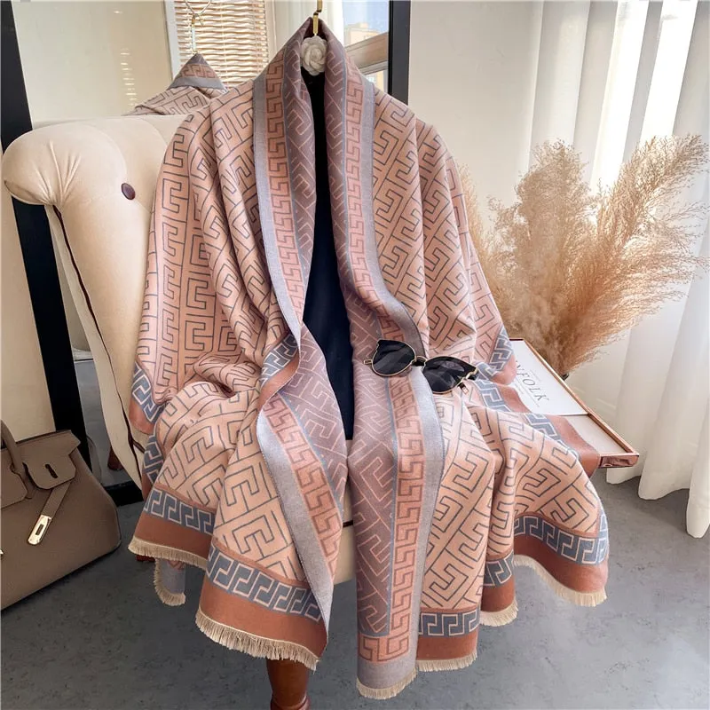 Thick Cashmere Scarf for Women Print Pashmina Shawl and Wrap