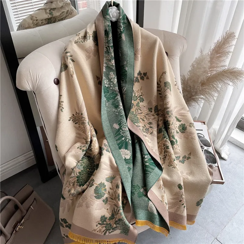Thick Cashmere Scarf for Women Print Pashmina Shawl and Wrap