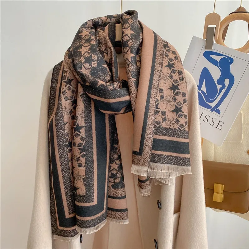 Thick Cashmere Scarf for Women Print Pashmina Shawl and Wrap
