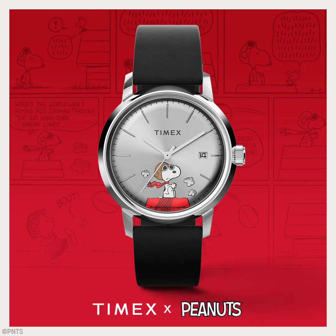 Timex Marlin® Automatic x Peanuts Snoopy Flying Ace 40mm Leather Strap Watch