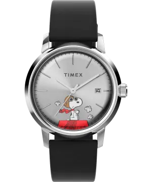 Timex Marlin® Automatic x Peanuts Snoopy Flying Ace 40mm Leather Strap Watch