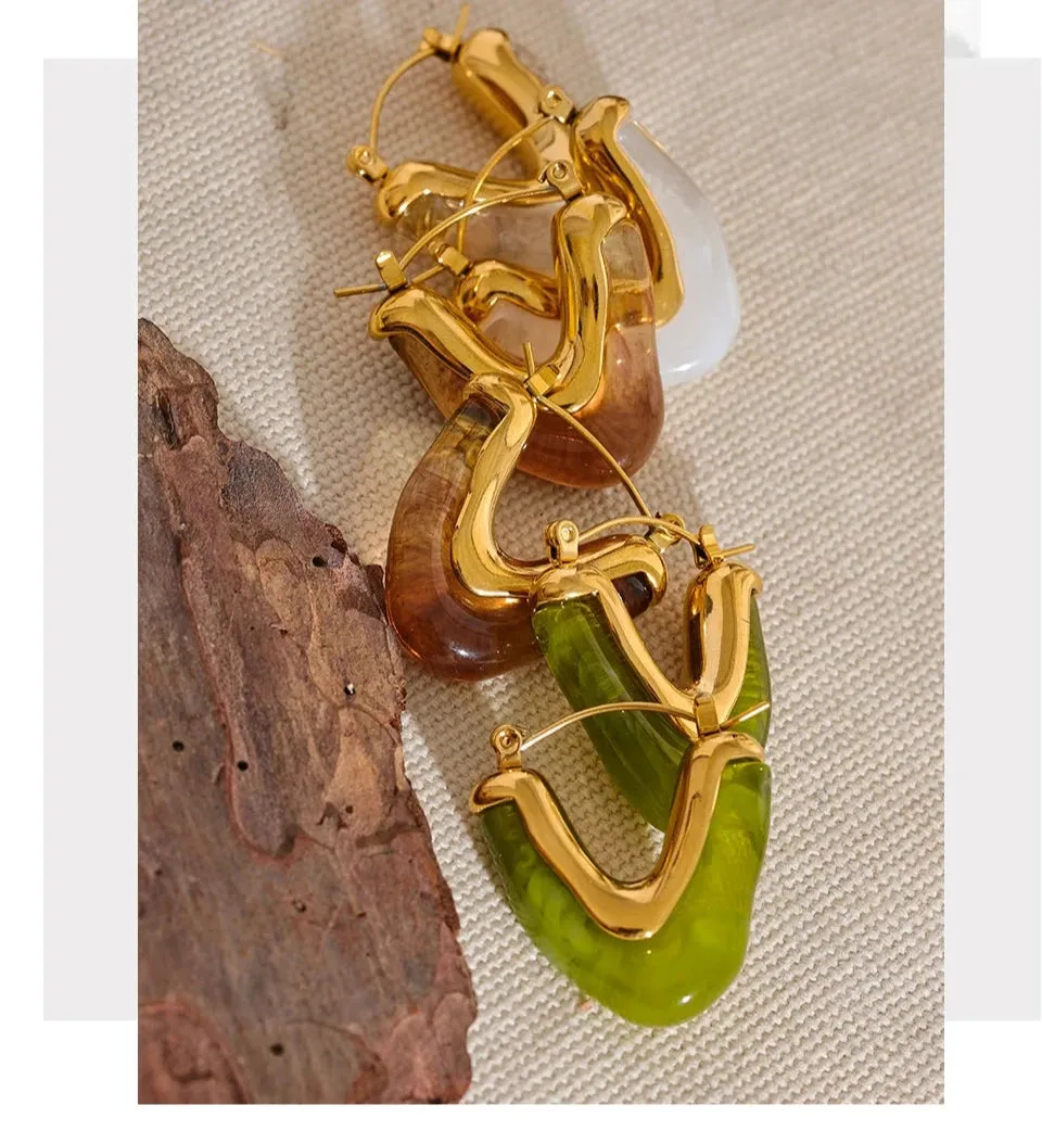 V Shape Triangle Hoop Earrings