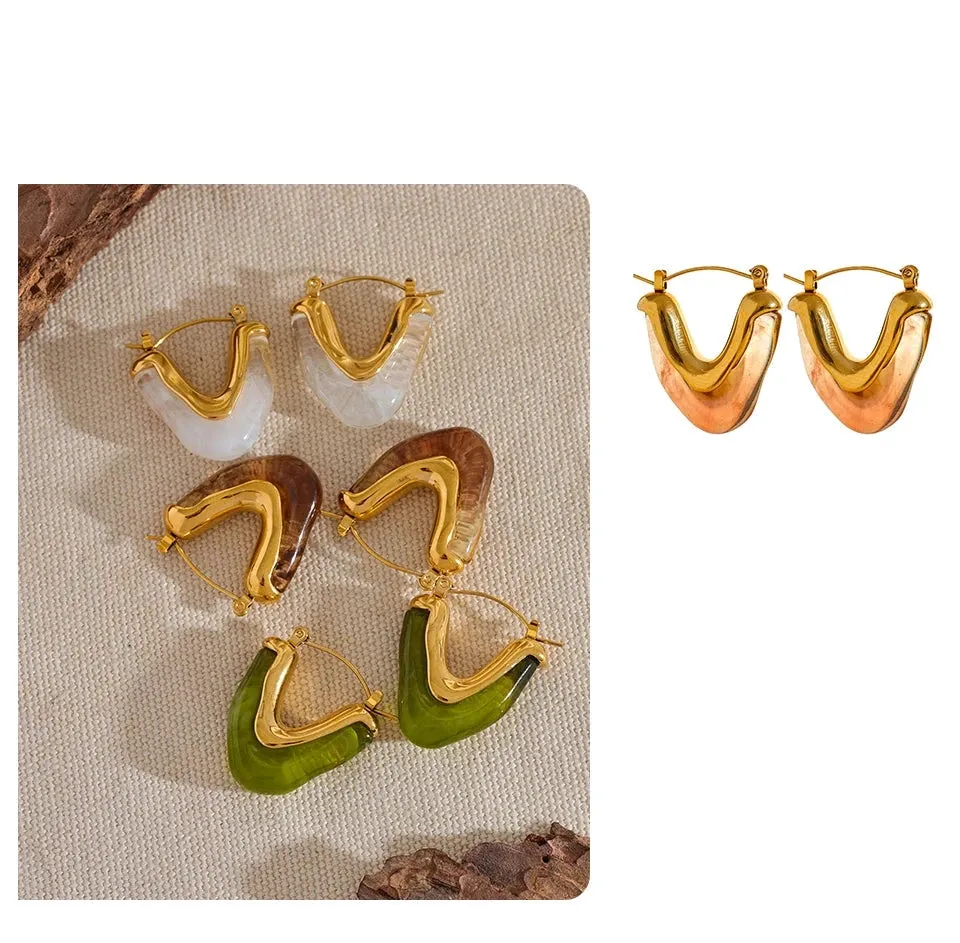 V Shape Triangle Hoop Earrings