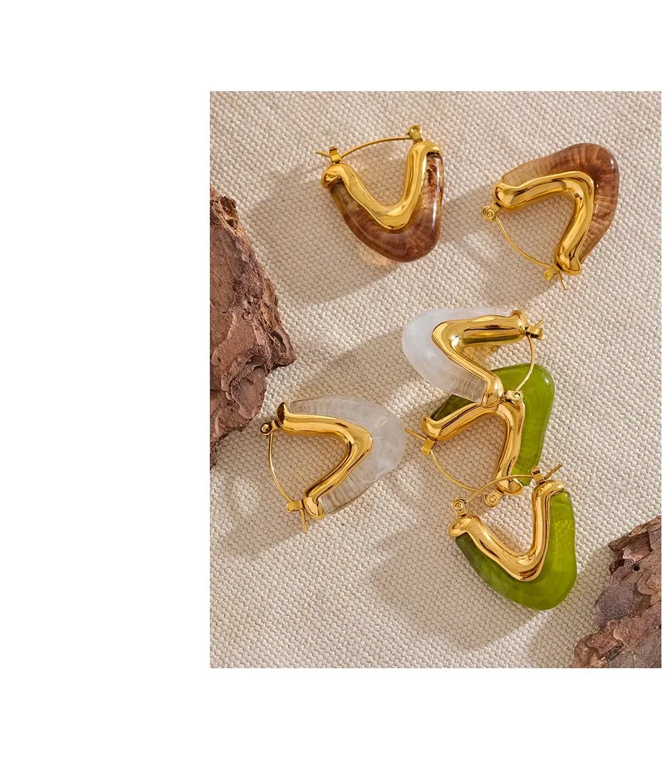 V Shape Triangle Hoop Earrings
